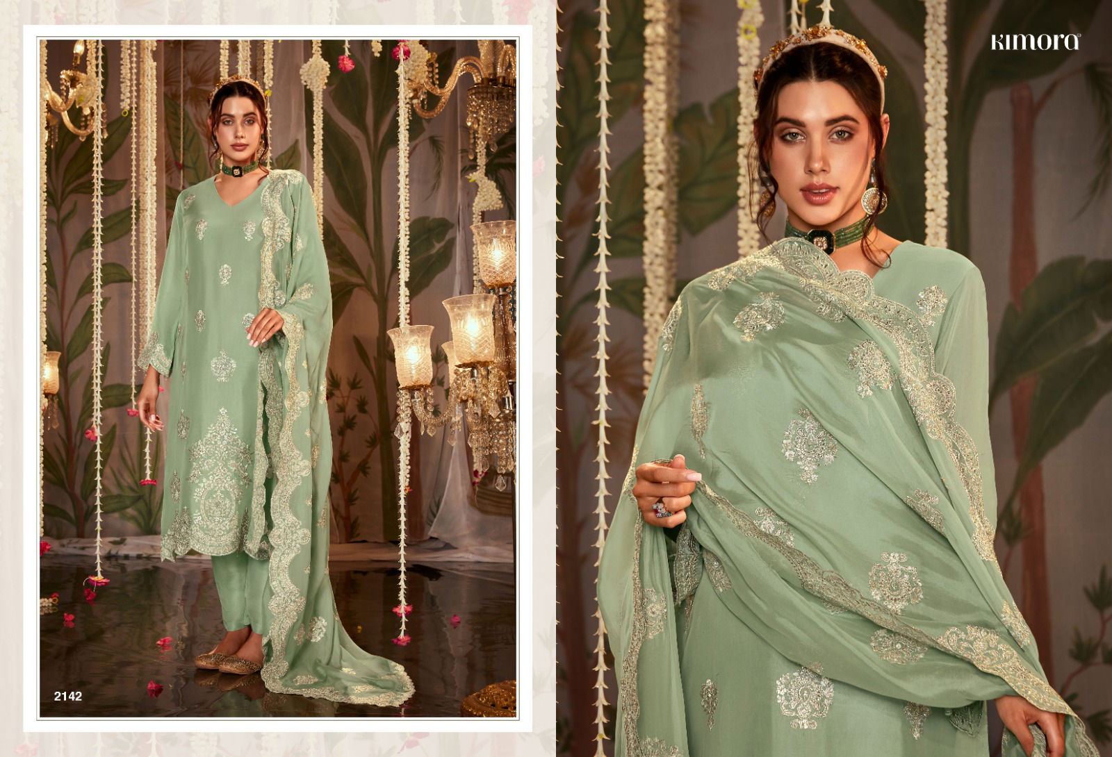 Itrh By Kimora Heer Pure Organza Embroidery Designer Salwar Suits Wholesale Price In Surat
